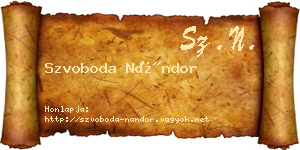 Szvoboda Nándor névjegykártya